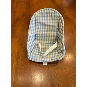 Vintage 1981 Fisher Price Doll Baby Seat Carrier Blue Gingham Fabric #249 Nurser